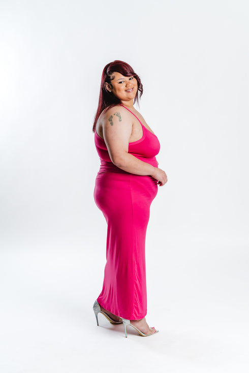 Fuchsia Racerback Maxi Dress | Plus Size