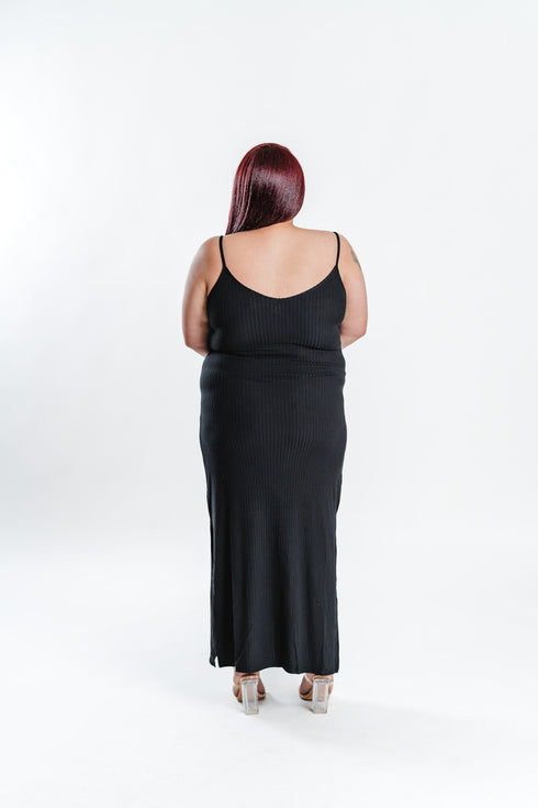 Black Ribbed Maxi Dress | Plus Size