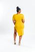 Golden Yellow Ruched Midi Dress