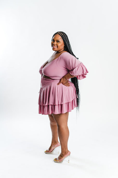 Pink Ruffle Skirt Set | Plus Size