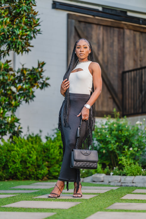 Black Maxi Fringe Skirt