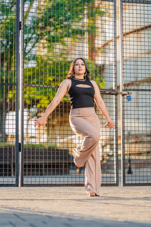 Taupe High Waisted Pants