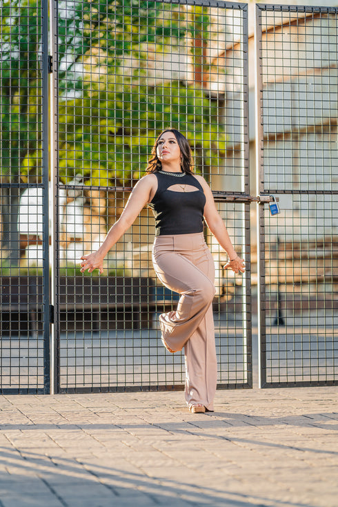 Taupe High Waisted Pants