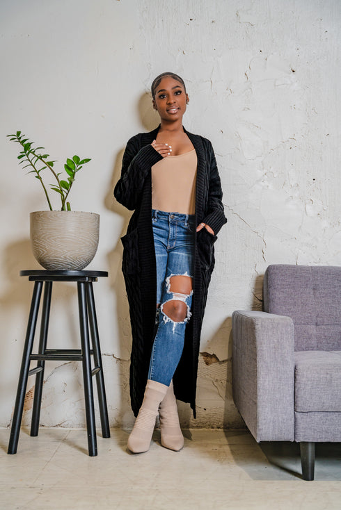 Knitted Maxi Cardigan | Black