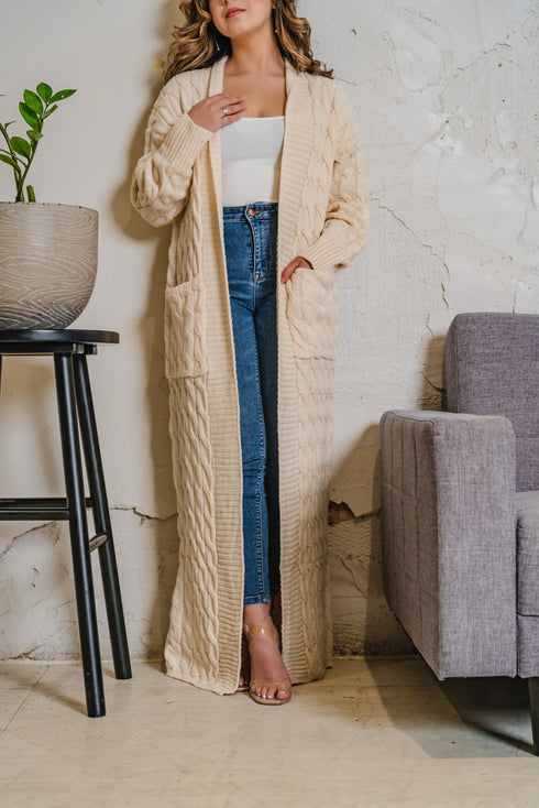 Knitted Maxi Cardigan | Ivory