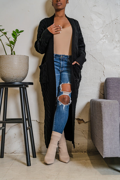 Knitted Maxi Cardigan | Black