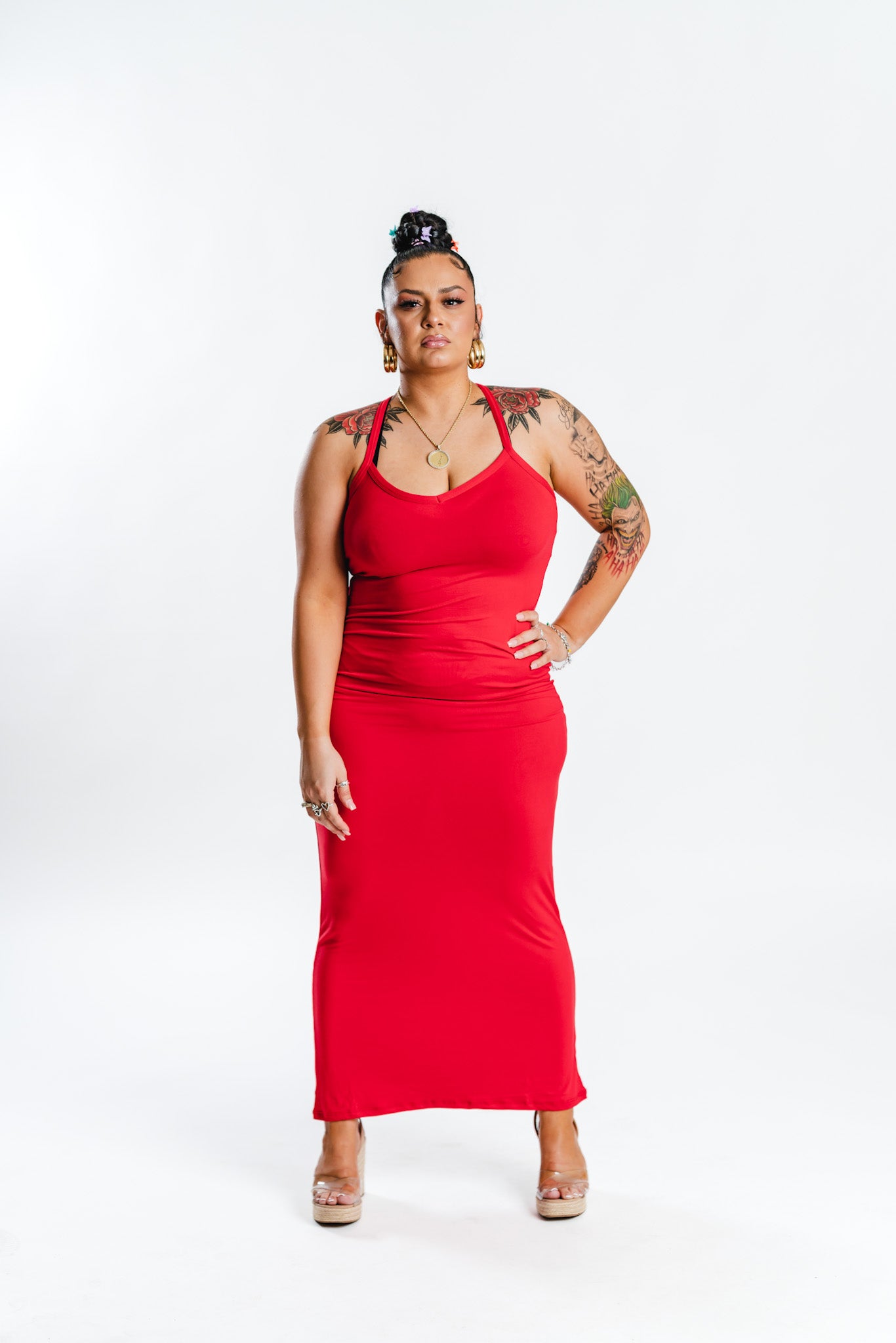 open lace back dress Karen Cutout Halter Backless Maxi Dress In Red – Night Novas main image 0